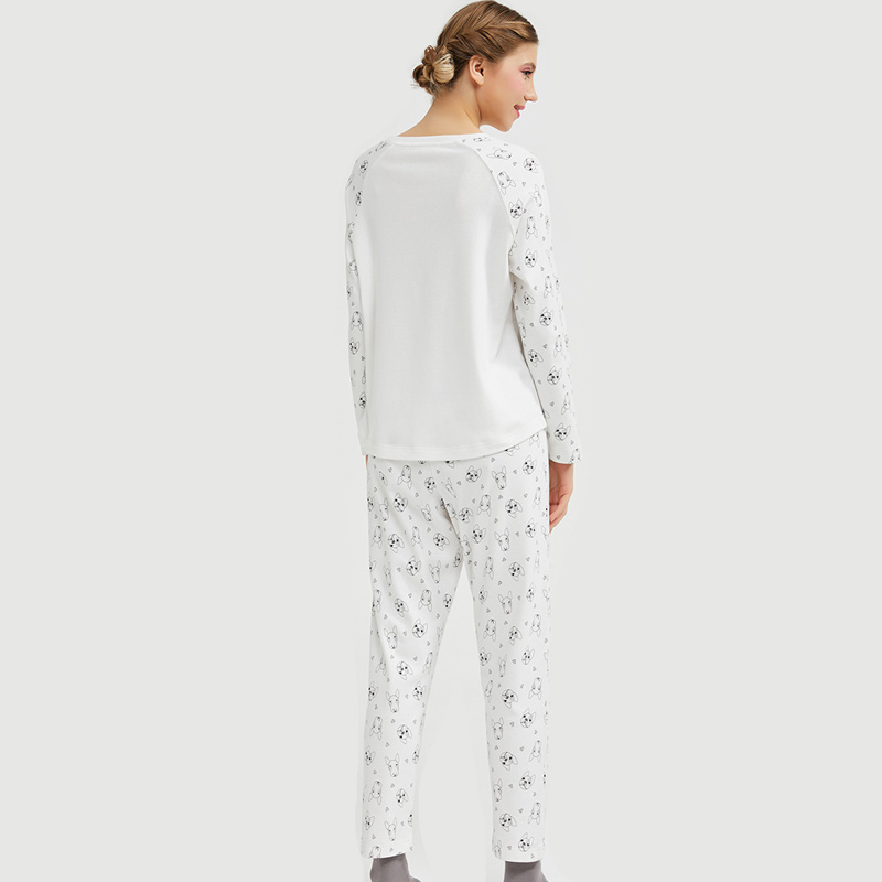 Frauen schöne gedruckte Stickerei Single Jersey Pyjamas Set