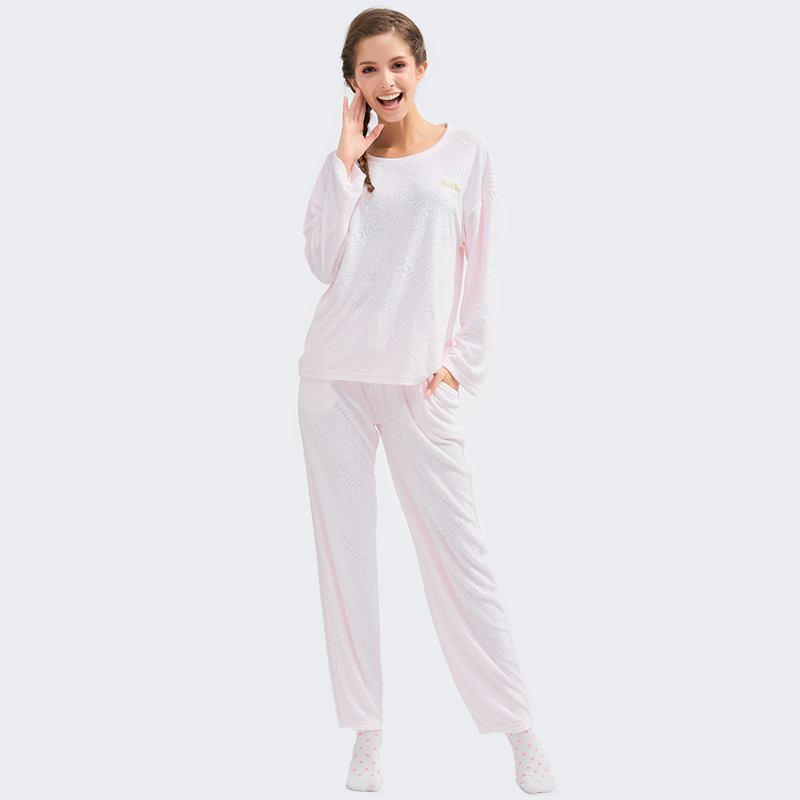 Frauen Bambus Jacquard Stoff bestickt Pyjama Set