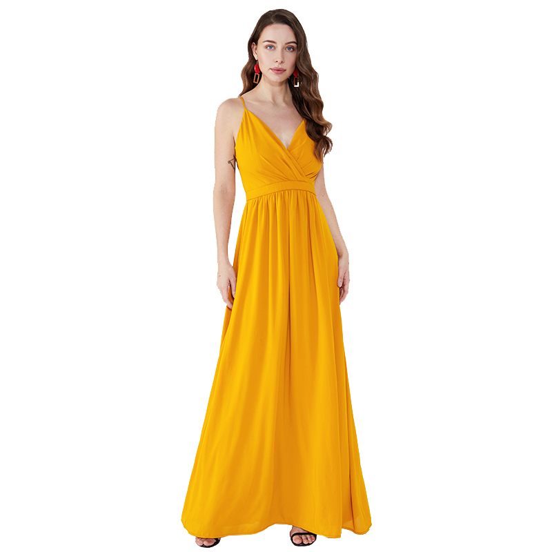 Orange Casual Woman Plus Size geraffte lange Party Maxi-Kleid