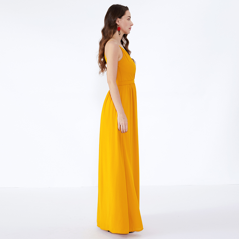 Orange Casual Woman Plus Size geraffte lange Party Maxi-Kleid