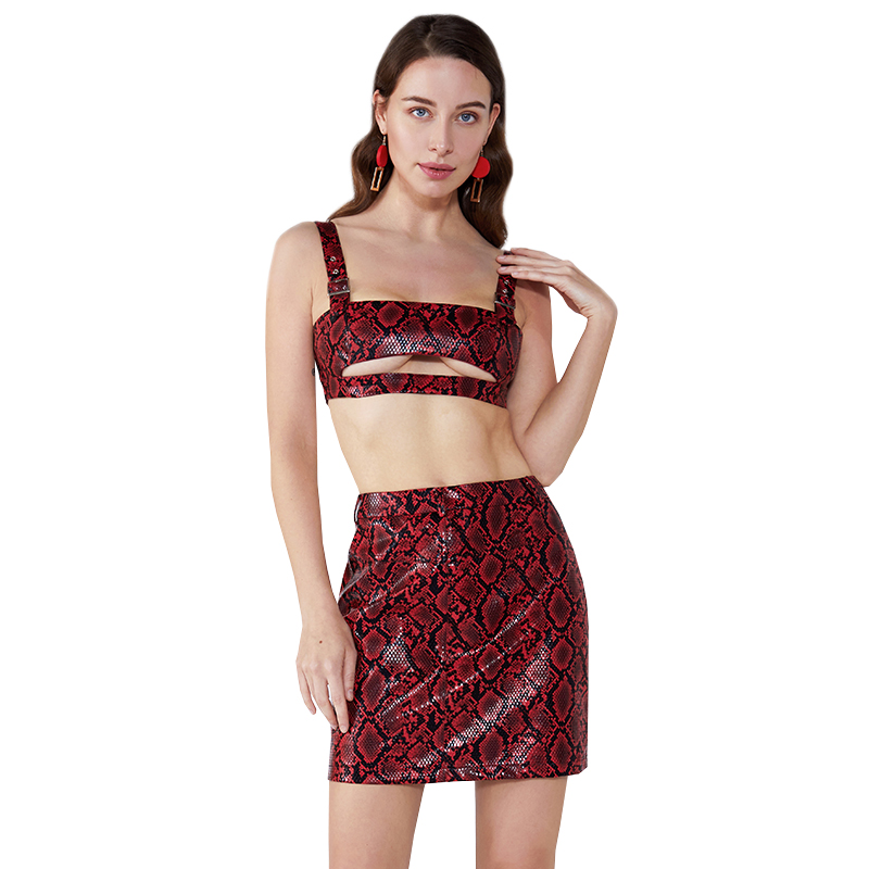 Leopard Printed Halfter Short Sexy Bandage Damen Kleidung Zweiteiler