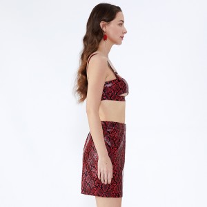 Leopard Printed Halfter Short Sexy Bandage Damen Kleidung Zweiteiler