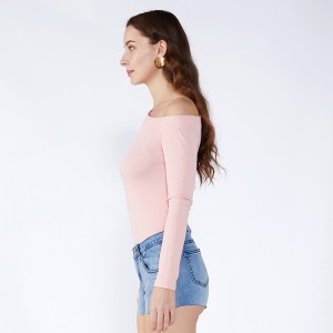 Eine Schulter-Weinlese-Chiffon- Frauen übersteigt lange Hülsen-Bluse JCGJ190315010