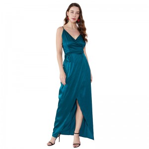 Mode oem benutzerdefinierte split plain sling design engen abend frauen maxi dress