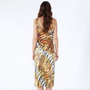 Leak Back Tiger Stripe Party Kleider Prom Casual Ladies Dress