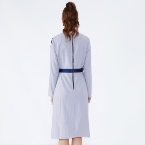 Gestreifte Langarm Prom Damen Büro Frau Bekleidung Gaun Designs Kleid JSW2832