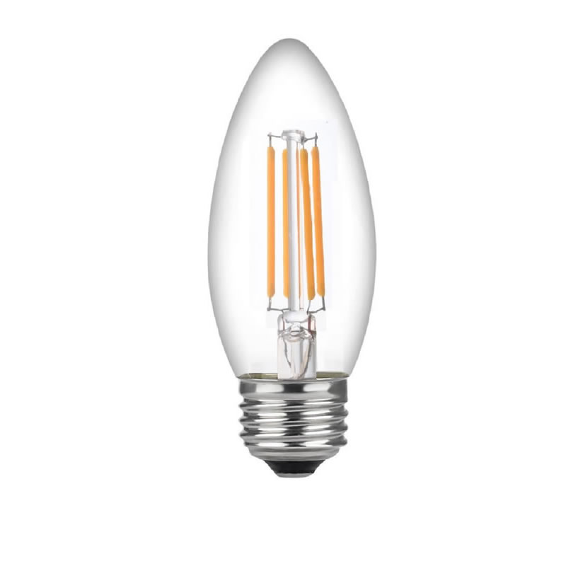 LED 60 Watt Kandelaberbirnen Medium Base, Kandelaberbirnen, Dimmbares Filament Durchsichtige 60 Watt LED-Birnen (Verbraucht nur 4,5 Watt), C37 LED-Filamentkerzenbirnen