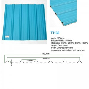 T1130 Blau ASA PVC UPVC Dachziegel Trapezgewelltes Kunststoffdachblatt
