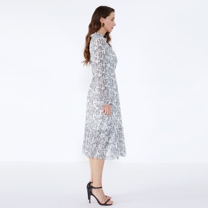 OEM Kleid Design Langarm Maxi Animal Print Plus Size Kleidung für Damen