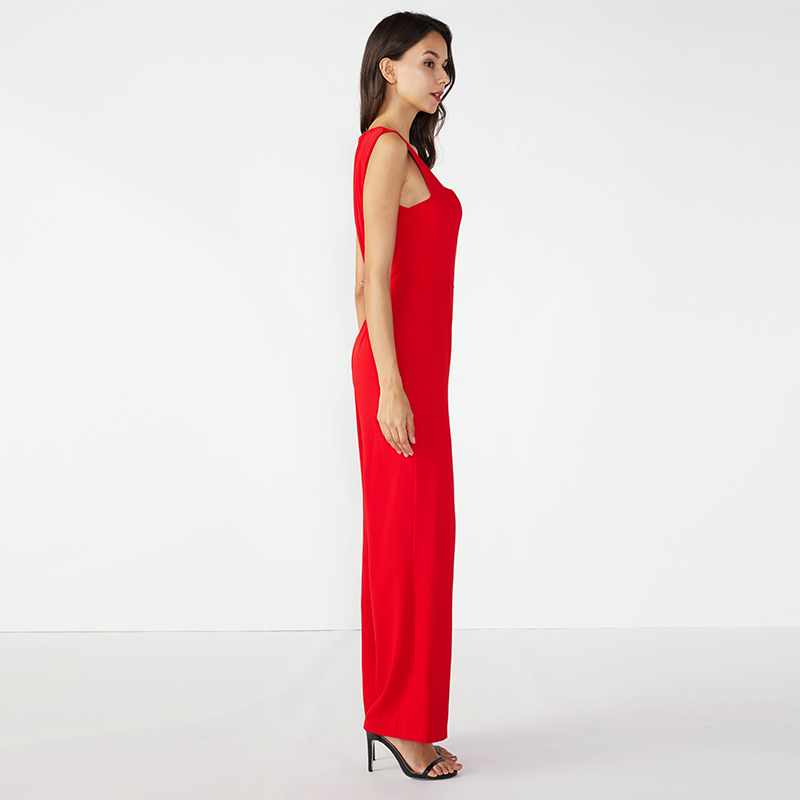 Roter lässiger ärmelloser langer Damenoverall für Frauen