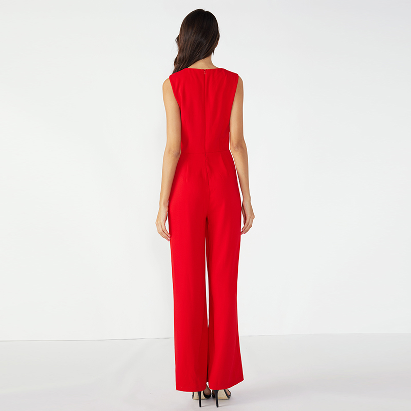 Roter lässiger ärmelloser langer Damenoverall für Frauen