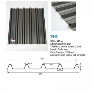 T940 Grau High Peak ASA PVC UPVC Dachziegel Trapez Welldachplatte