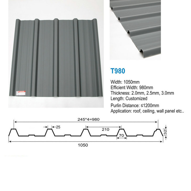 T980 Grau High Peak ASA PVC UPVC Dachziegel Dachplatte