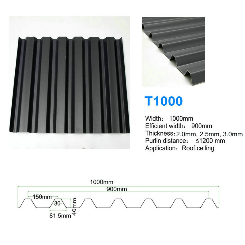 T1000 Schwarz High Peak ASA PVC UPVC Dachziegel Gute wasserdichte Dachbahn