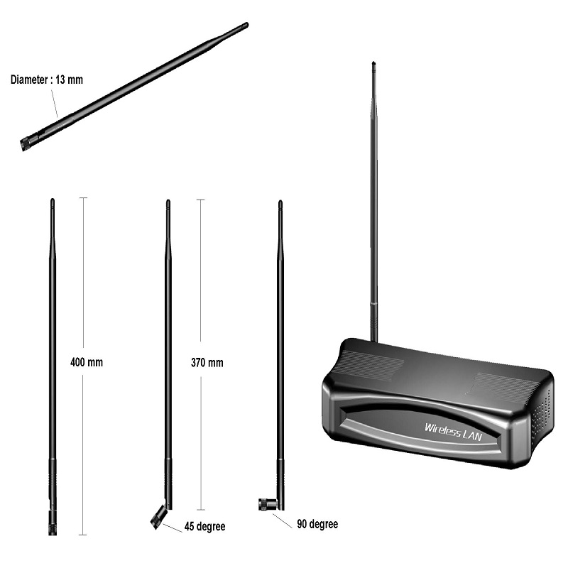 9dBi-Verstärkung 395 mm 2,4 GHz WIFI-Innenantenne Rundstrahl-Außenantenne