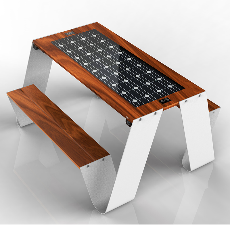 Neues Design Picknick im Freien Solar Möbel Smart Park Tischbank Set