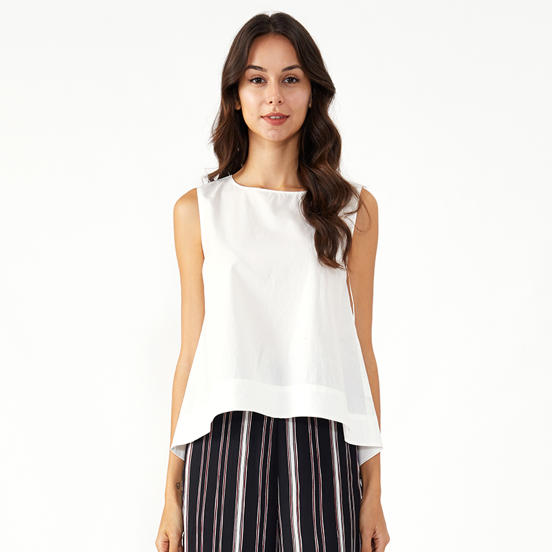 Weiß Basic ärmellose Western Office Cute Ladies Tops für Frauen