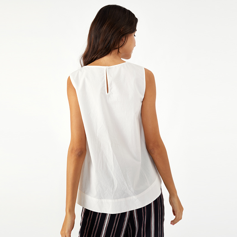 Weiß Basic ärmellose Western Office Cute Ladies Tops für Frauen