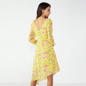 2019 gelbe Retro Sommer Mädchen Fancy Women Casual Dress