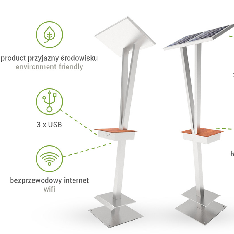 Intelligente Werbung im Freien Solarbetriebene Handy-Ladestation
