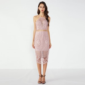 Rosa enge Bilder sexy Party Königin zweiteiliges Set Kleid