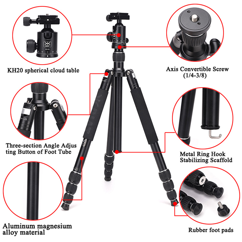 Diat AM294A KH20 Tragbares Aluminiumlegierungskamera-Videokamera-Stativ Flexibles Reise-Digitalkamera-Stativ
