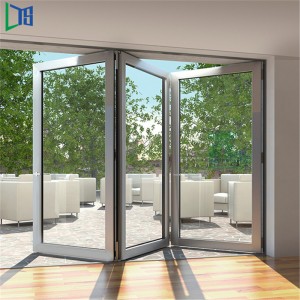 Hochwertige Thermopause Doppelglas Design Isolierte Akkordeon Glas Aluminium Rahmen Ordner Bi Fold Bifold Falttür