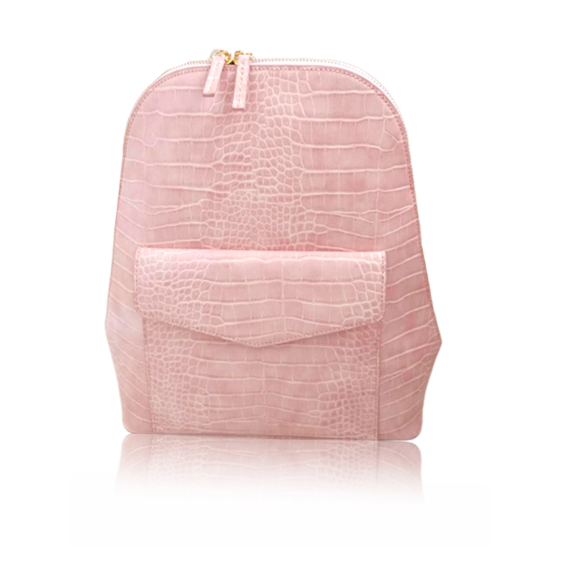 HD0823 --- 2019 Neue Art des rosafarbenen Kroko-PU-Leder-Rucksacks für Frau