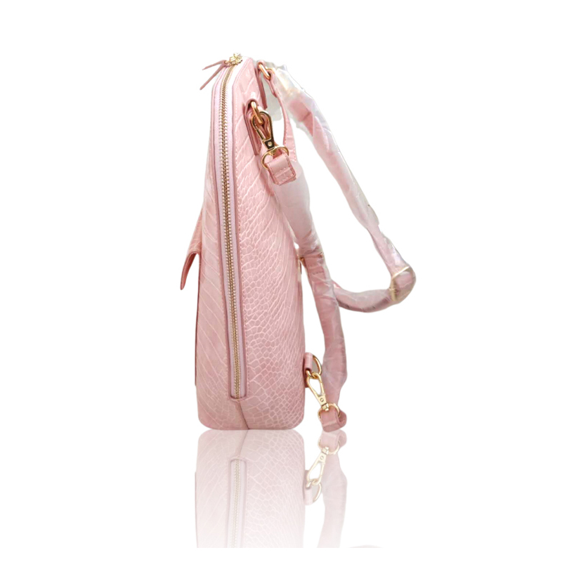 HD0823 --- 2019 Neue Art des rosafarbenen Kroko-PU-Leder-Rucksacks für Frau