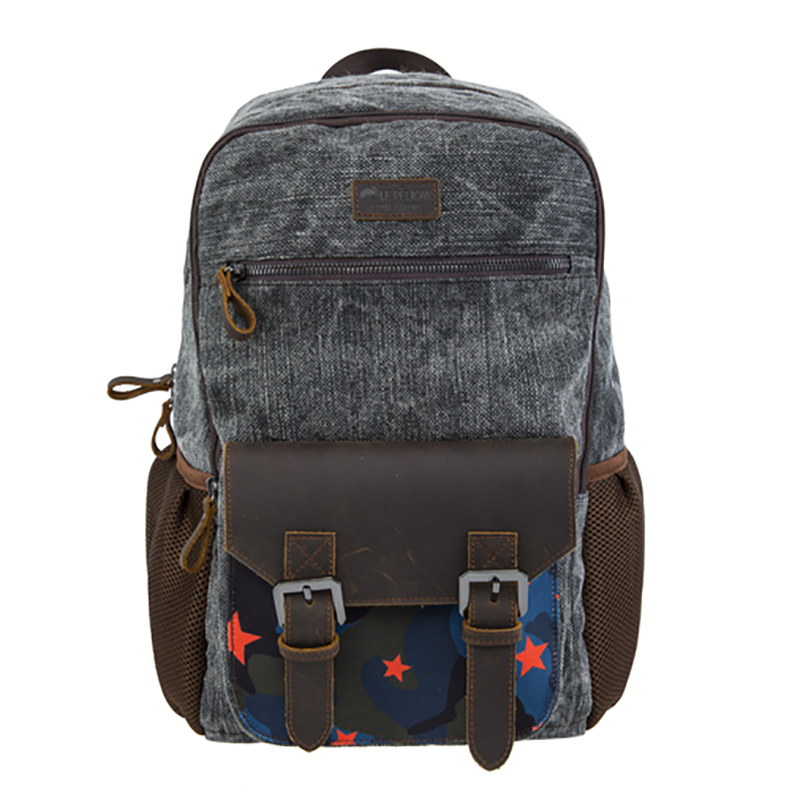 18SC-6942D Reiserucksack aus Segeltuch mit Rucksack aus echtem Leder für Jugendliche