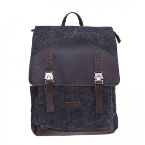 18SC-7318D Vintage Crazy Horse PU Leder Outdoor Laptop Männer Leinwand Rucksack China Fabrik