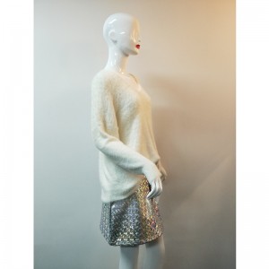 WEISSER SWEATER MIT V-AUSSCHNITT RLWS0025F