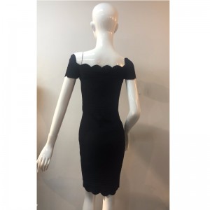 SCHWARZES GESTRICKTES MIDI-KLEID JLWD0030