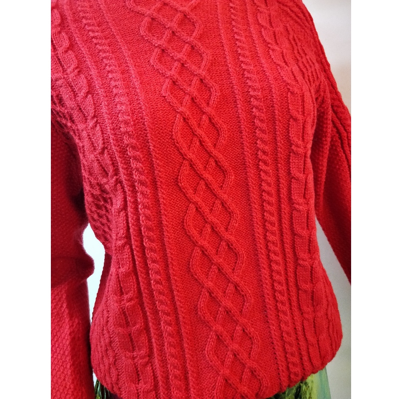 ROTER KABELSTRICK-PULLOVER RLWS0046F