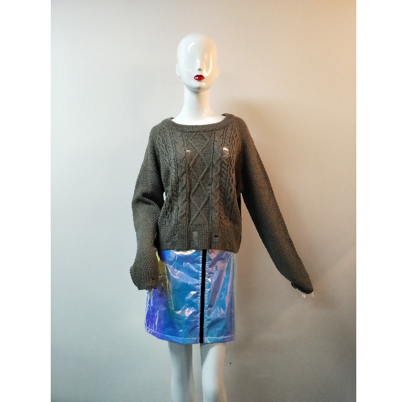 GREY CABLE KNIT SWEATER RLWS0053F