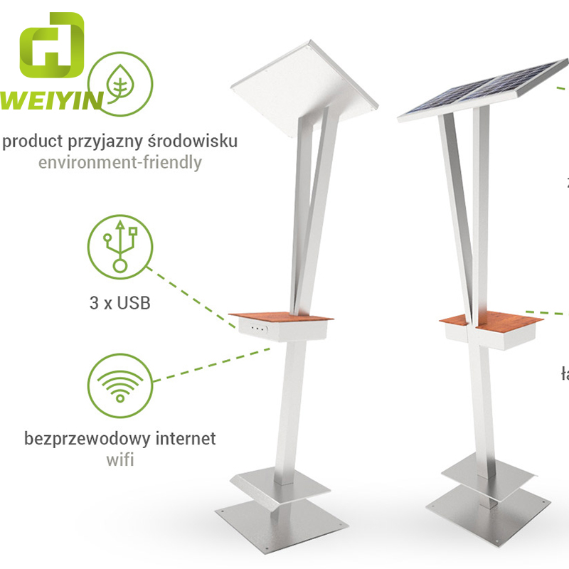 Minimalistisches Design Intelligente solarbetriebene USB-Handy-Ladestation für Gemeinden und Parks