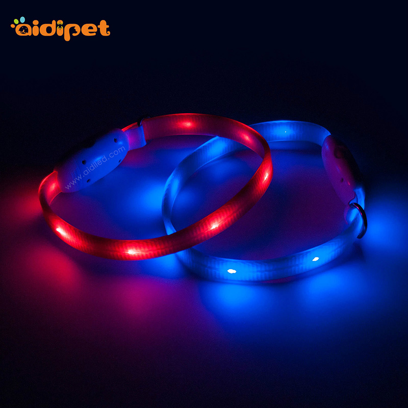 Wasserdichtes USB-Ladehalsband mit Silikon-LED-Hundehalsband