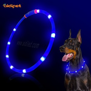 Hund blinkt Led Kragen Soft TPR Material USB wiederaufladbare Super Bright Led Hundehalsband auf unterschiedliche Größe geschnitten, um Welpen zu passen