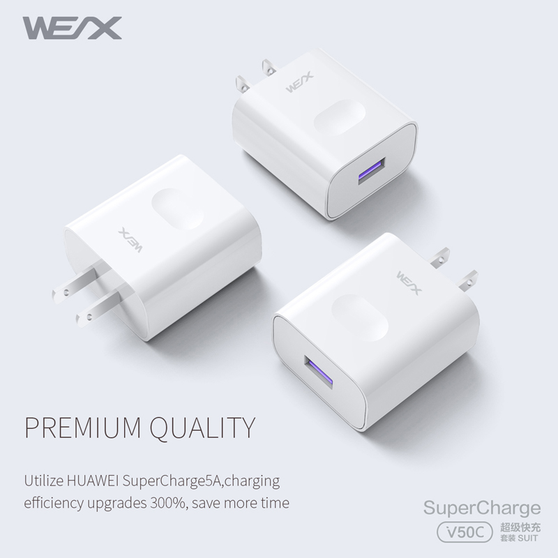 WEX - V50C 22,5 W HUAWEI Superfast Charge-Netzteil, Ladegerät, Reiseladegerät und 5A-Kabel