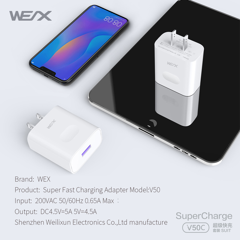 WEX - V50C 22,5 W HUAWEI Superfast Charge-Netzteil, Ladegerät, Reiseladegerät und 5A-Kabel