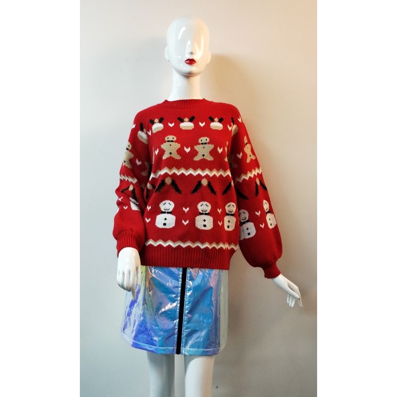 RED CARTOON PRINT SWEATER RLWS0135F FÜR DAMEN