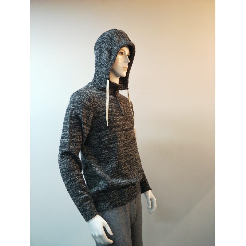 GREY HOODED MAN SWEATER RLMS0005F