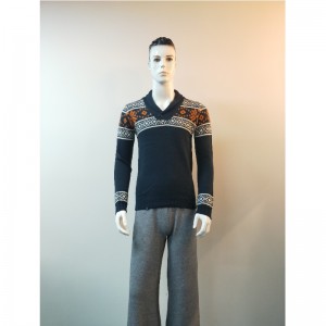 NAVY PRINT V-AUSSCHNITT SWEATER RLMS0058F