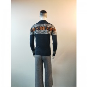 NAVY PRINT V-AUSSCHNITT SWEATER RLMS0058F