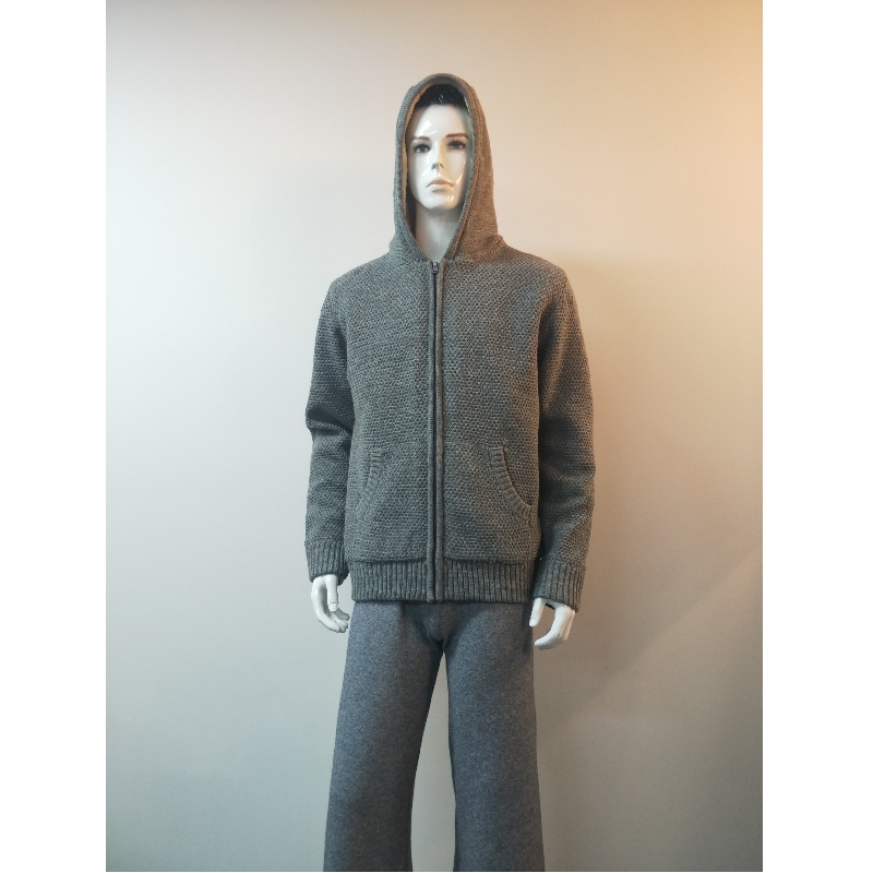 GRAUER PULLOVER MIT HAUBE RLMS0075F