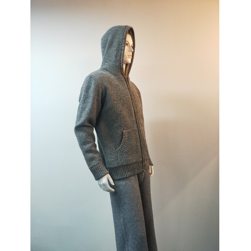 GRAUER PULLOVER MIT HAUBE RLMS0075F