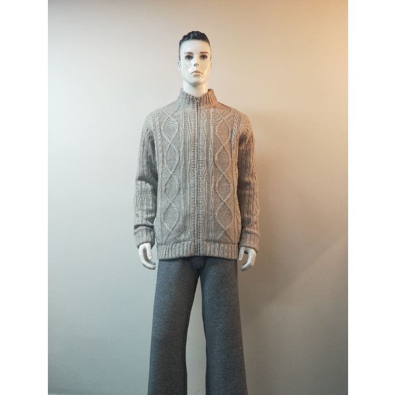 GRAUER STRICK-PULLOVER-MANTEL RLMS0076F