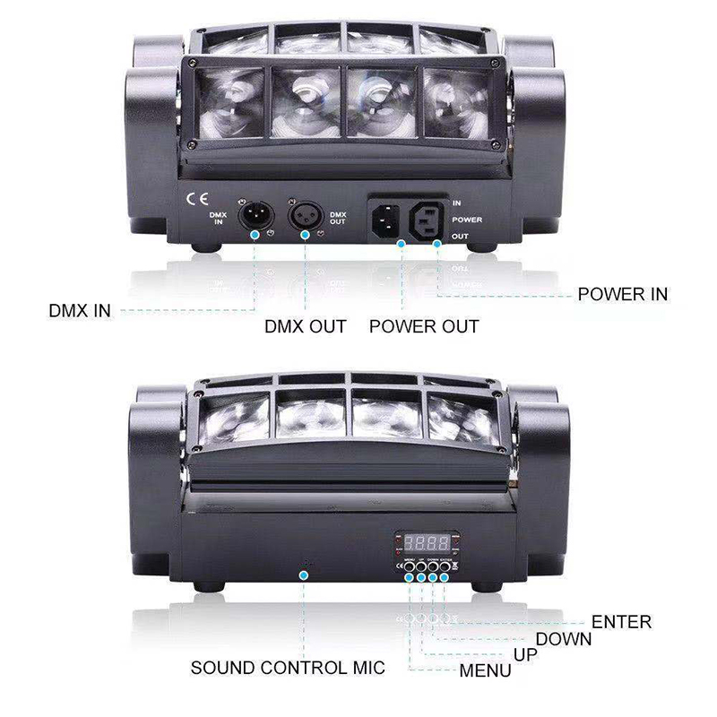 Berufsfertigung 8 * 10w 8 Augenspinnenlicht führte DJ-Lichter