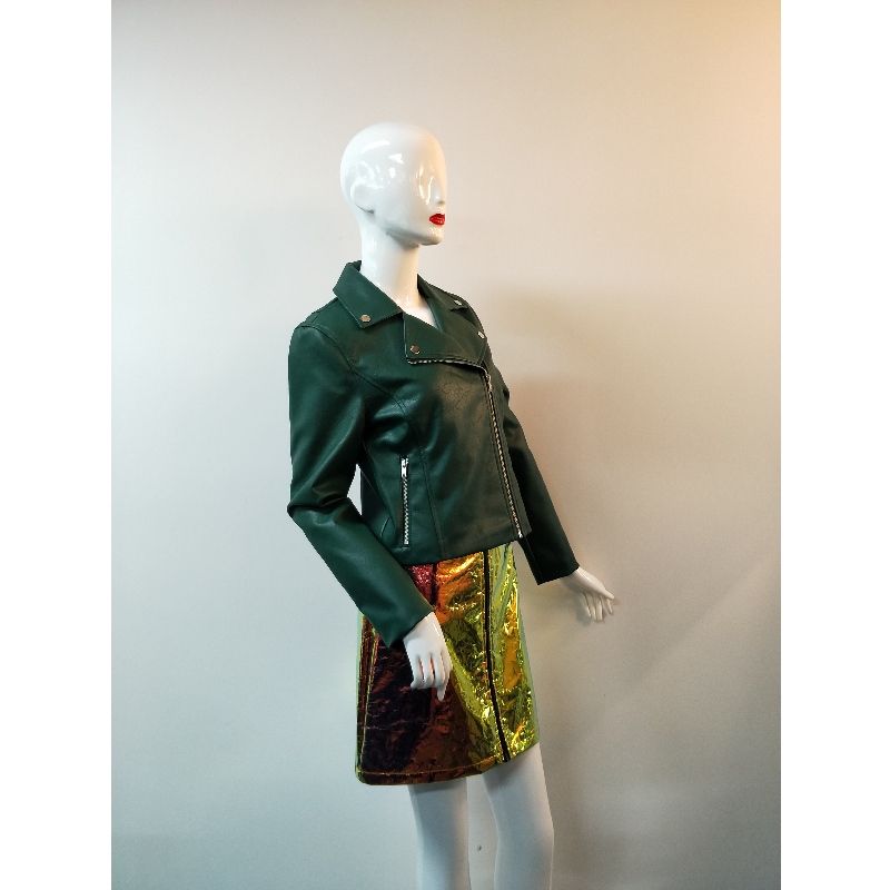 GRÜNE PU BIKERJACKE RLWPJ0002N