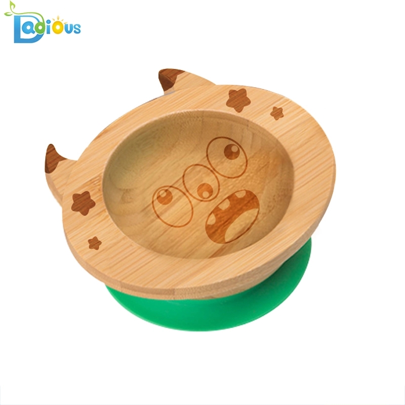 Neues design natürliche bambus baby utensilien bambus baby platte ungiftig bambus saug baby platte